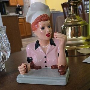 Vintage Chef Figurine - Pink and Brown